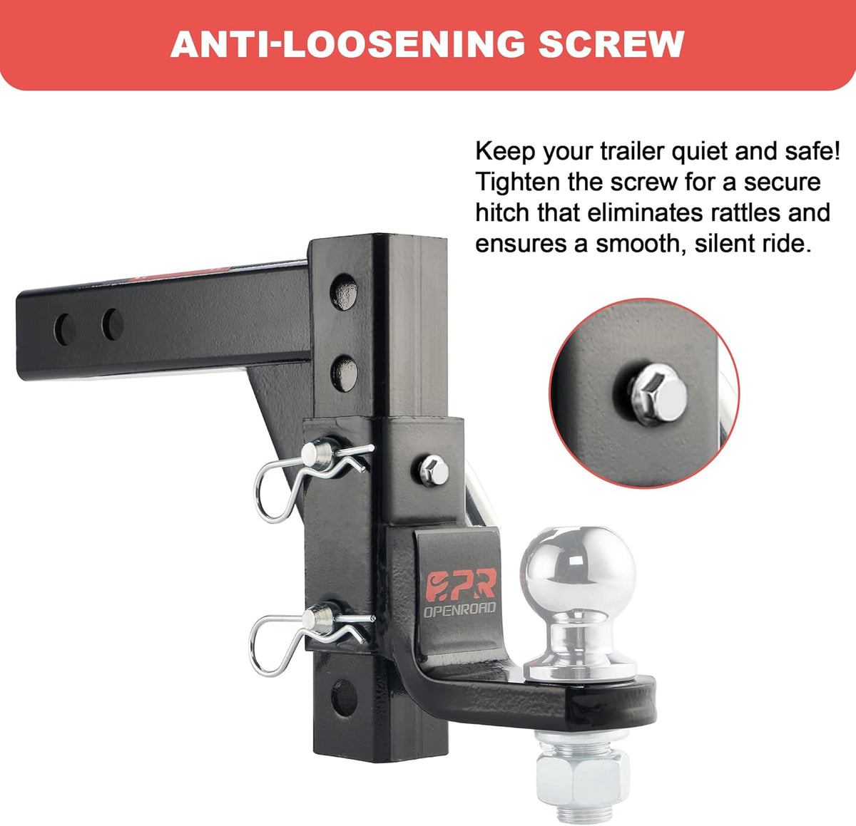 Adjustable Trailer Hitch Ball Mount for 2-Inch Receiver