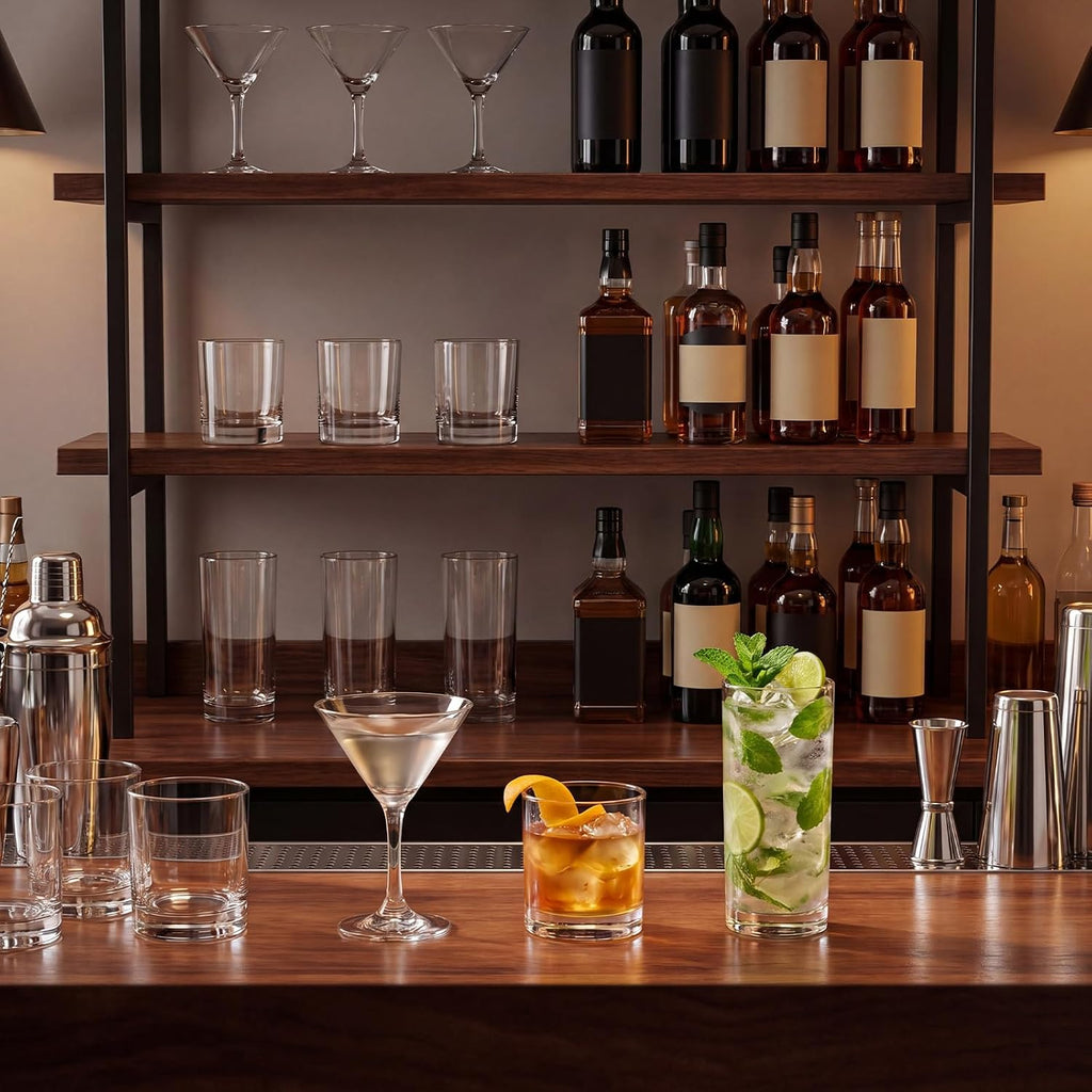 12 Set Mixed Cocktail Glasses, Rock & Martini & Highball Glasses
