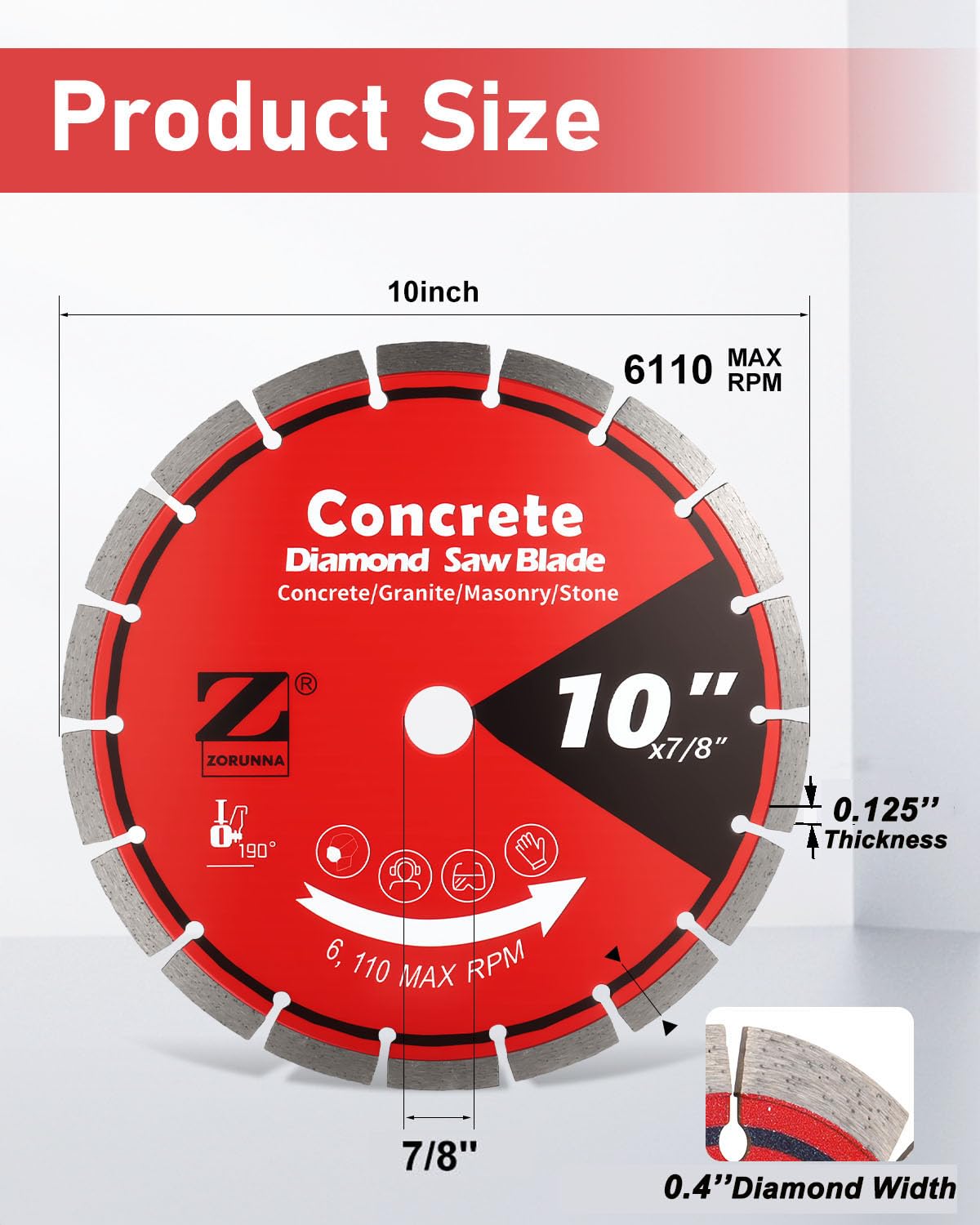 Diamond Blade for Grinder, Diamond Cutting Wheel for Angle Grinder,1/4" Segment Width, 7/8"-5/8" Arbor for Dry/Wet