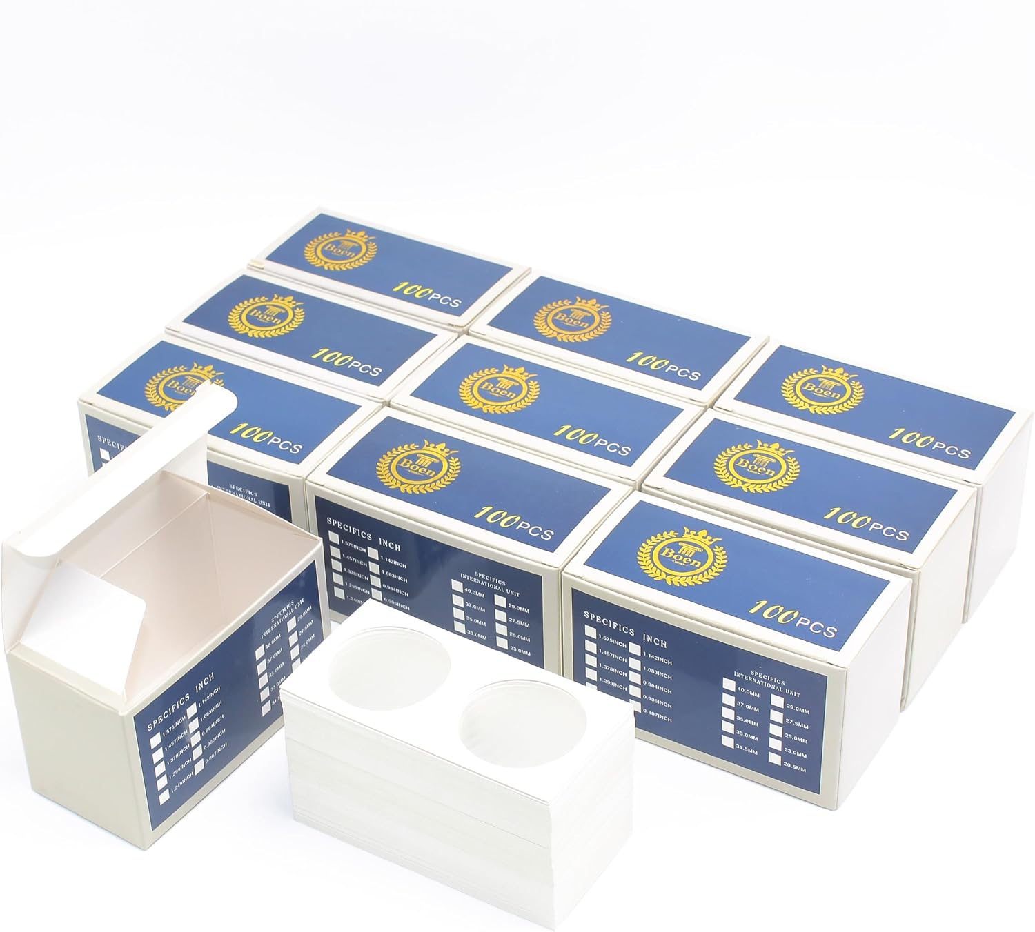 40mm Coin Flips 1000 Pcs 2x2 Cardboard Holders for Large Dollar | Precision die-cut from non-PVC virgin wood pulp