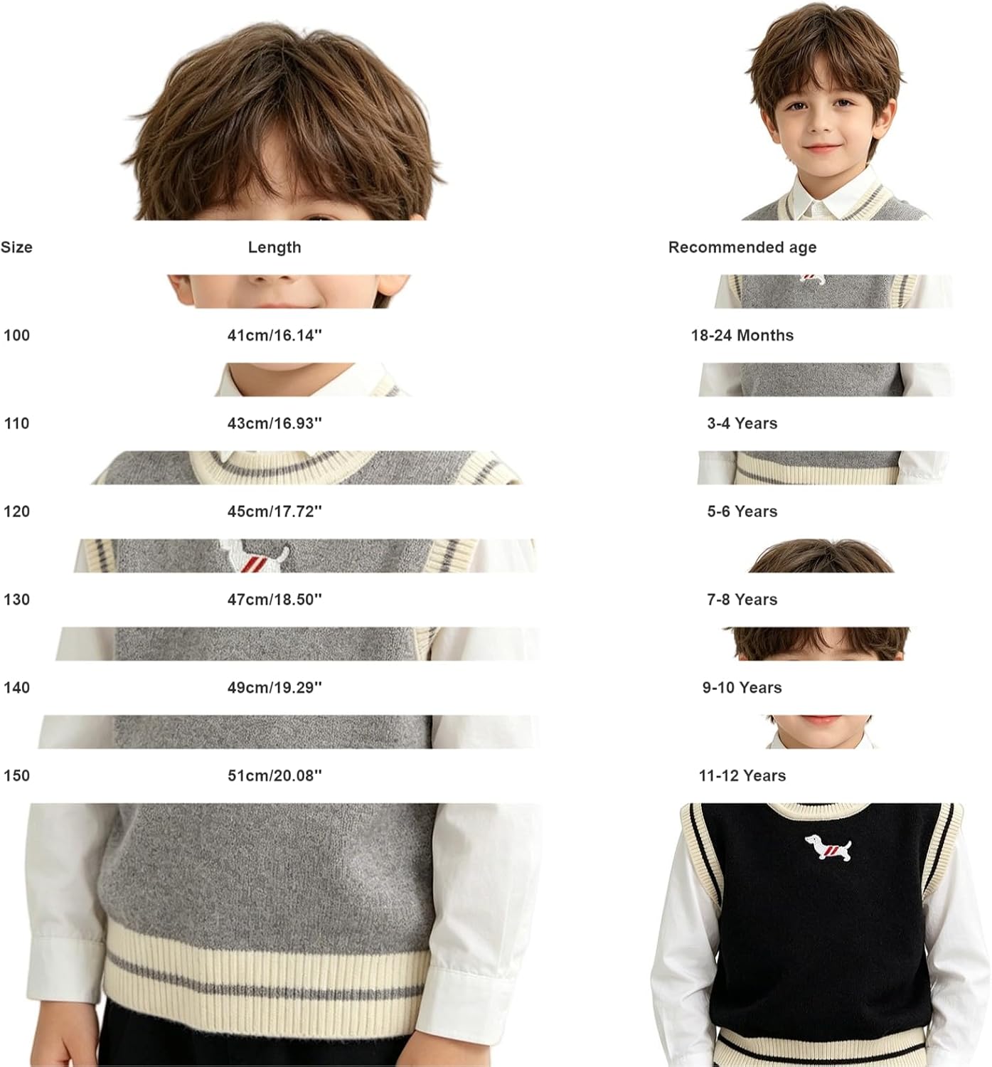 Kids Sweaters Casual Sleeveless Neck Striped Trim Knit Sweater Baggy Comfy Fashion Cute Embroidery Preppy Style