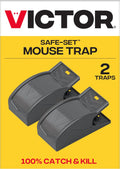 M070B Easy Safe-Set Power Kill Mouse Trap, 2-Pack Reusable Snap Trap | Refillable Bait Cup, Bait Hood Prevents Theft