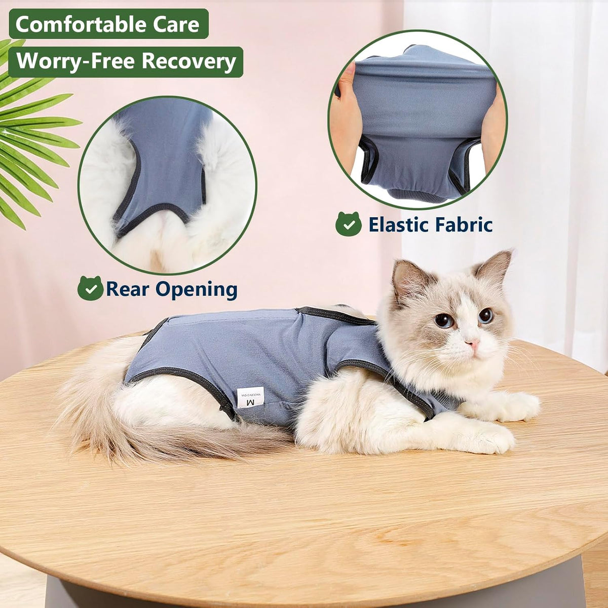 Cat Surgery Recovery Suit Cat Onesie for Cats After Surgery Spay Surgical Abdominal Wound Skin Diseases E-Collar