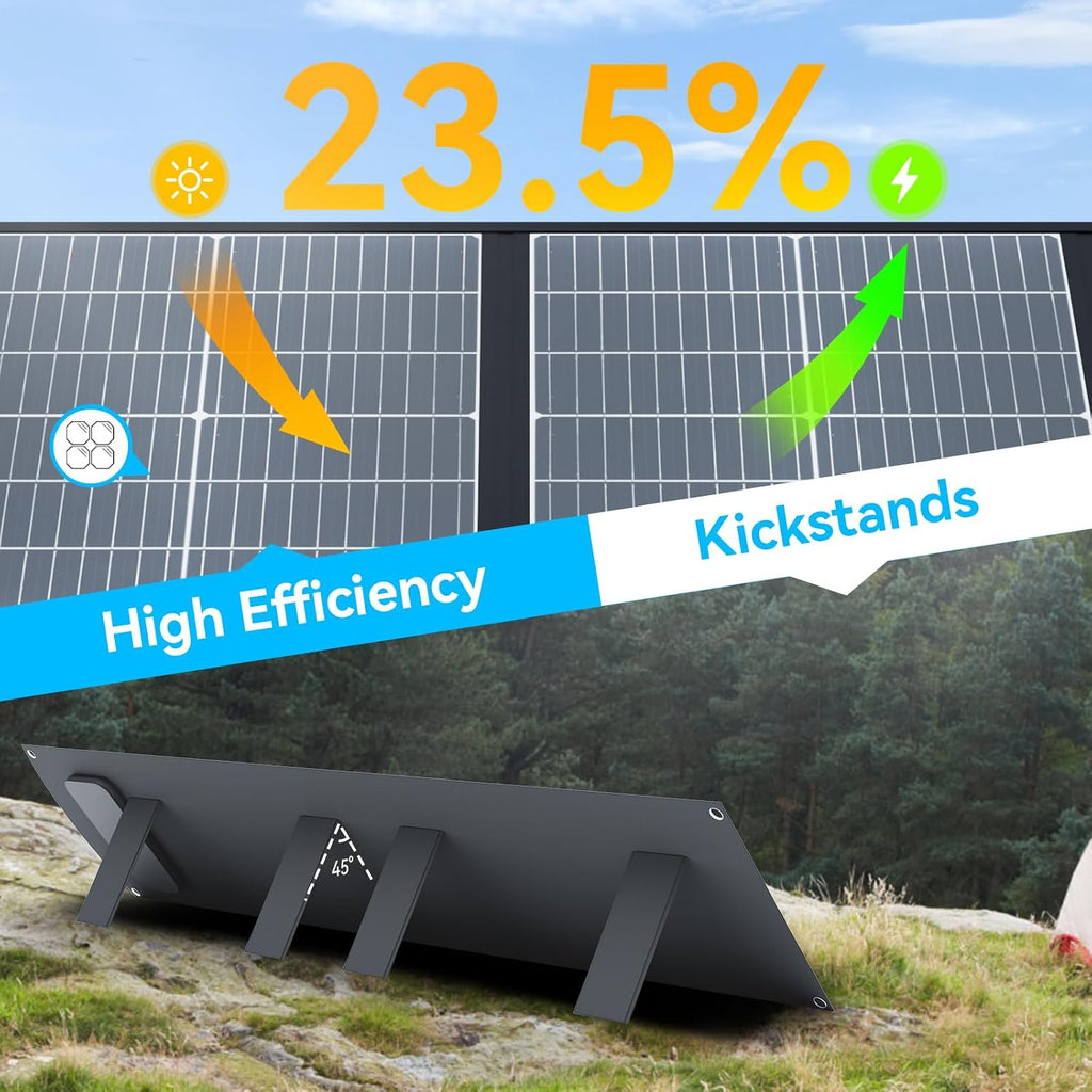 Ecosonique 200W Portable Foldable Solar Panel MC4 Output for Power Station | Lightweight, Waterproof, CPC, XT60, DC