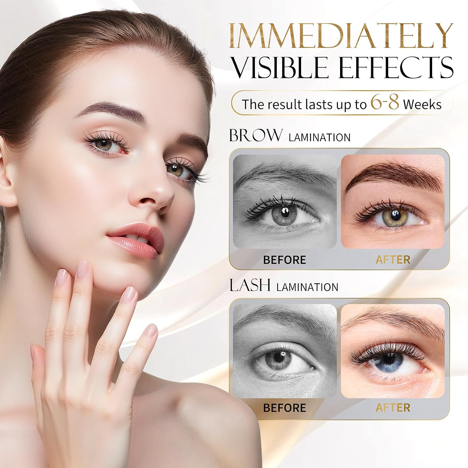 Lash Lift Kit & Brow Lamination Kit, 2 in 1 Professional Eyelash Curling and Eyebrow Lamination Set, DIY Eyelash Perm