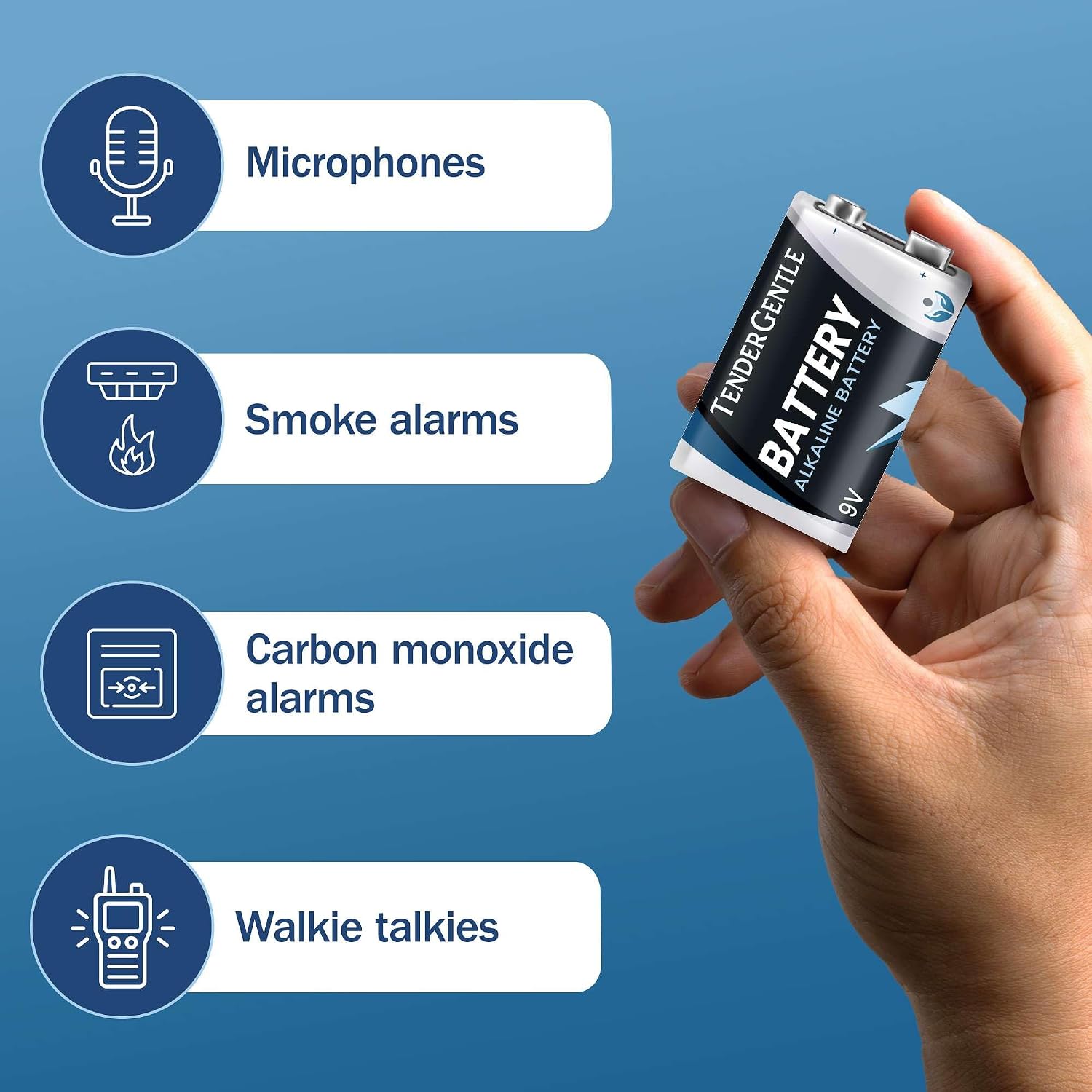 9 Volt Batteries 12 Pack - 9v Alkaline Batteries for Smoke Detectors, Carbon Monoxide Alarms, Security Systems