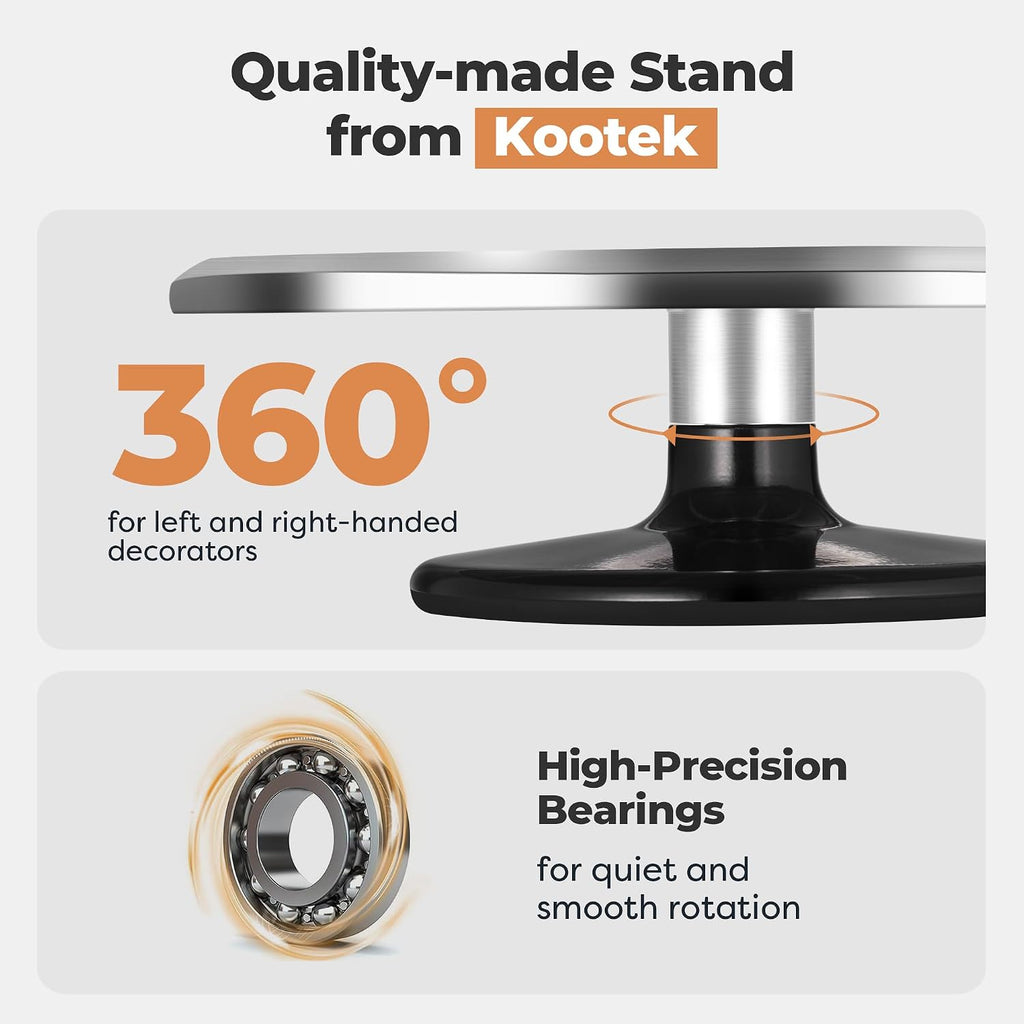 12" Black Aluminum Alloy Cake Turntable, Cake Stand for Decorating