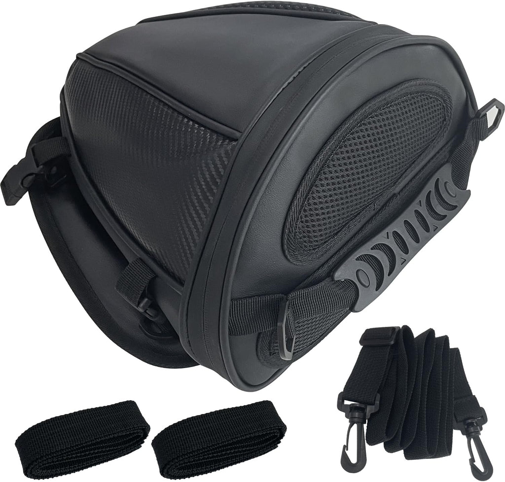 Motorcycle Tail Bag Multifunctional Rear Seat Storage Saddle Bag Motorbike Tank Bag with Shoulder Strap, Black
