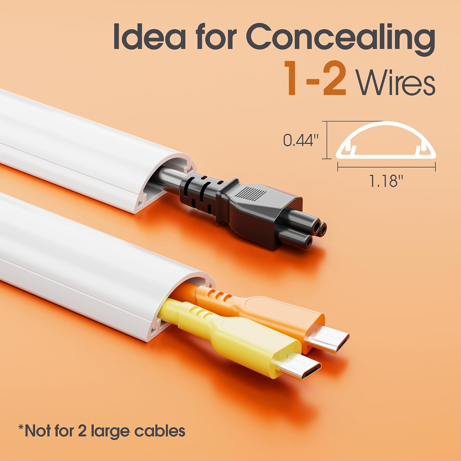 TV Cord Hider for Wall Mounted TV, White, 56.7in, 4× L14.2in W1.18 H0.43in | Curved Decorative Cord Cover