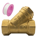 Y Strainer 3/4" Brass Sediment Filter Water Filter with 40 Mesh Screen