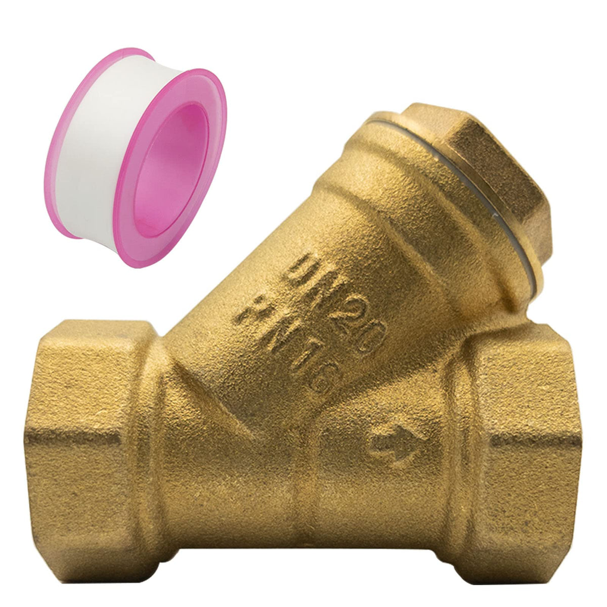 Y Strainer 3/4" Brass Sediment Filter Water Filter with 40 Mesh Screen