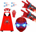 Superhero Costume for Kids, LED Mask, Cape and Web Shooter Set