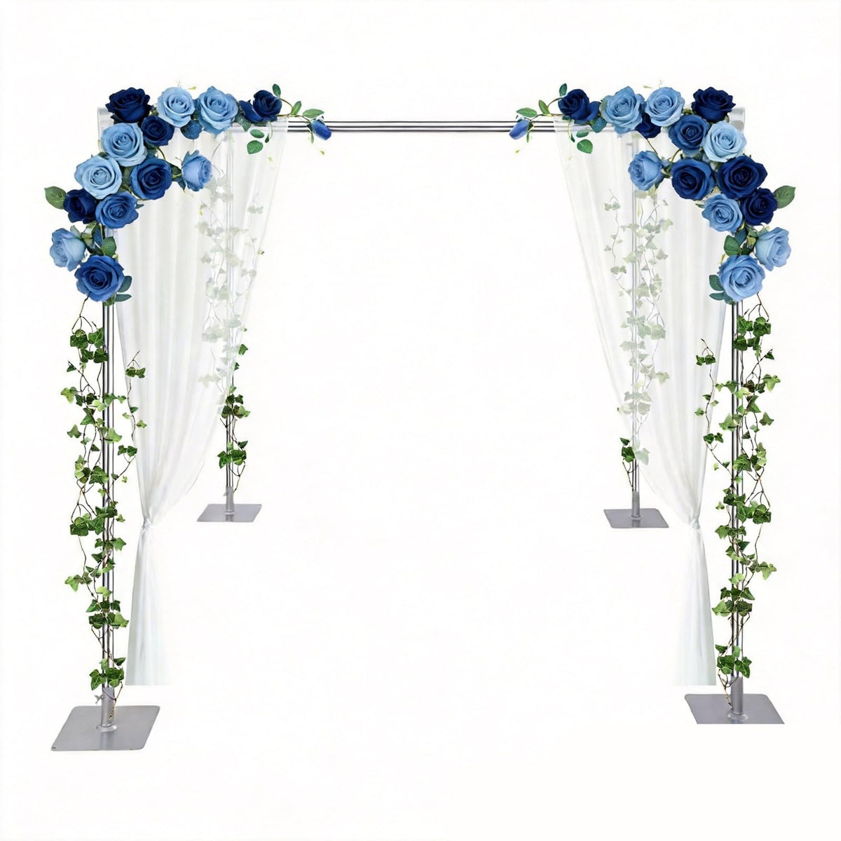 Wedding Backdrop Stand 4 Post, 5ft~10 ft Adjustable Wedding Hardware Kit Chuppah Canopy Detachable Metal Background