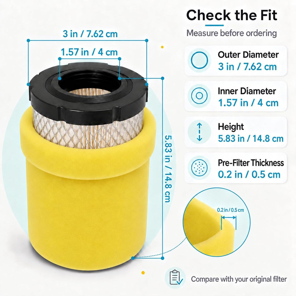 Podoy 793569 793685 Air Filter with Pre Filter for Lawn Mower Tractor