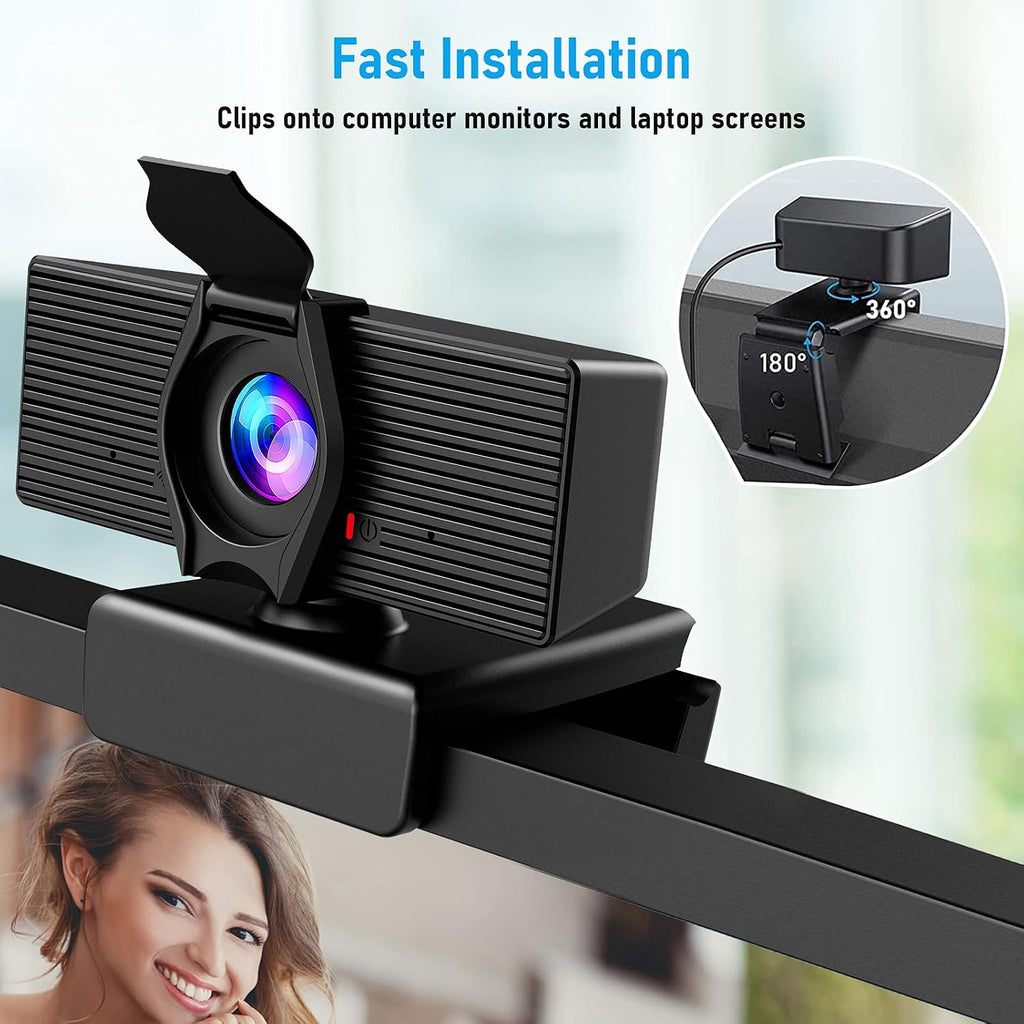 Webcam with Microphone & Privacy Cover, 1080P HD Web Computer Camera, USB Plug and Play Laptop PC Desktop Camera