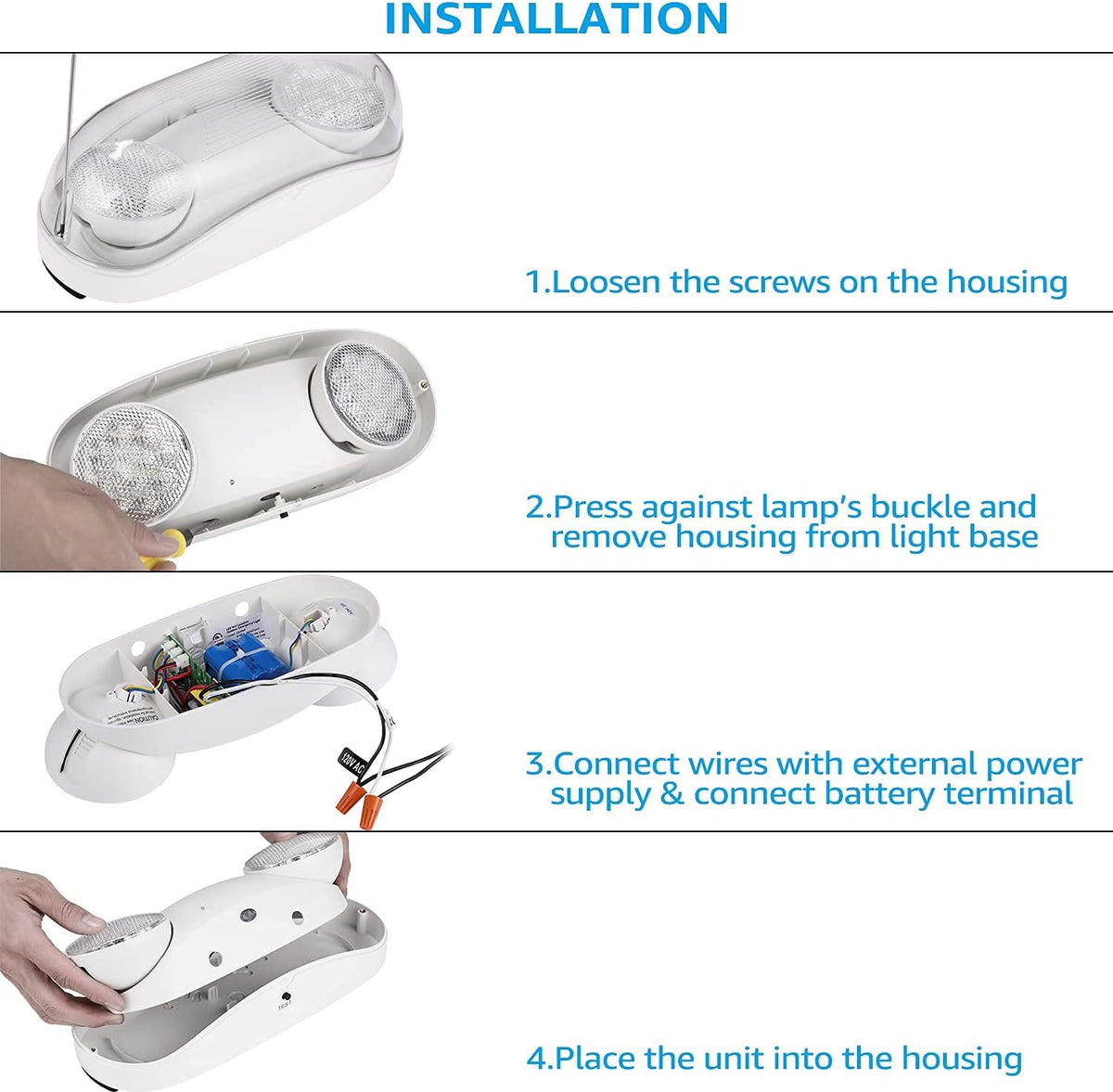 LEONLITE 2-Pack Wet Location LED Emergency Lights IP65 Waterproof White