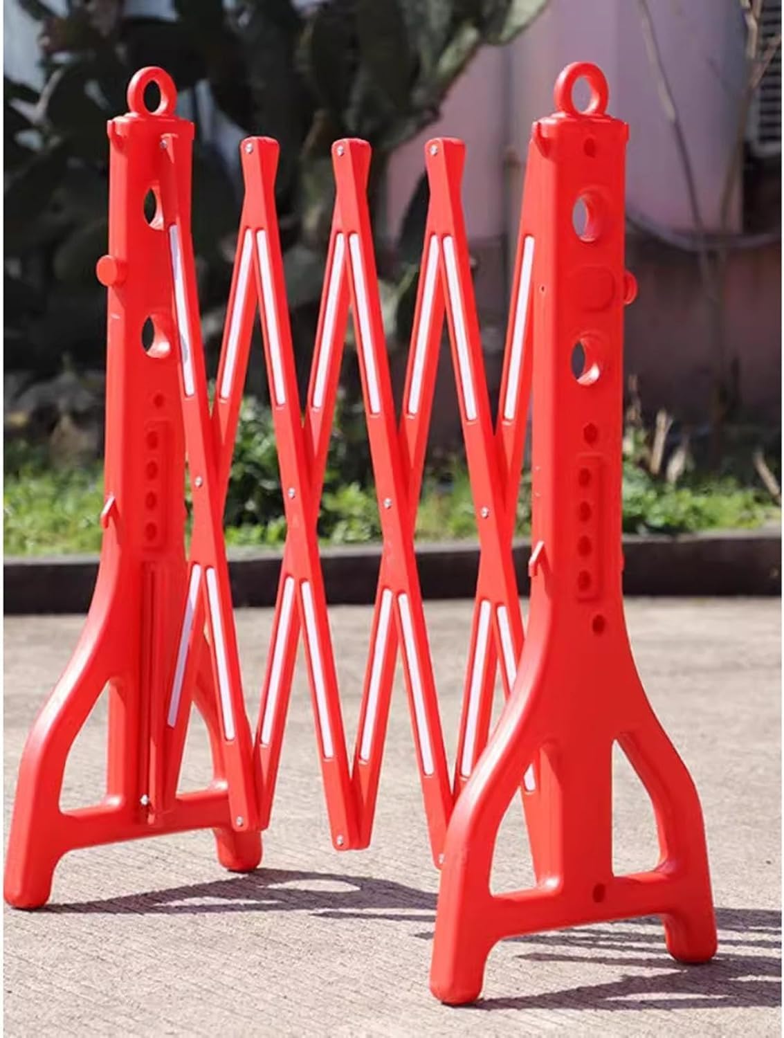 Plastic Folding Safety Barricade, 8.2 Ft Width Expandable Mobile Barrier Gate/Water Filled Traffic Fence with