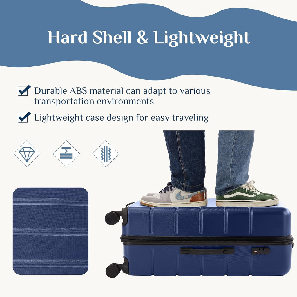 20 Inch Carry On Luggage, ABS Hard Shell Lightweight Rolling Expandable Suitcase with Double Spinner Wheels & TSA
