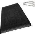 Prayer Rug Muslim Mat Islamic - Thick Large Sajadah for Kids Men Women with Islam Prayer Beads for Eid Travel