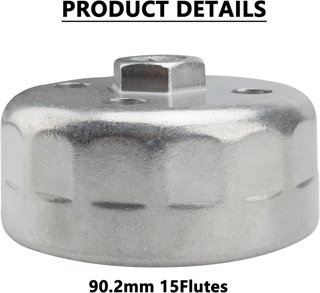 Heavy Duty 90.2mm 15Flutes Oil Filter Wrench Compatible with Land Rover and Jaguar - Fits 3.0L & 5.0L Gas Engines