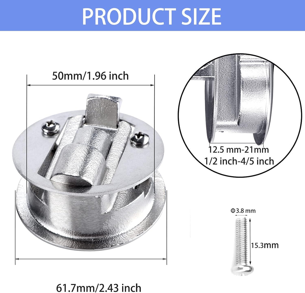 2Pcs Durable Flush Boat Hatch Stainless Steel Flush Pull Latch Lift Ring Handle Marine Locker