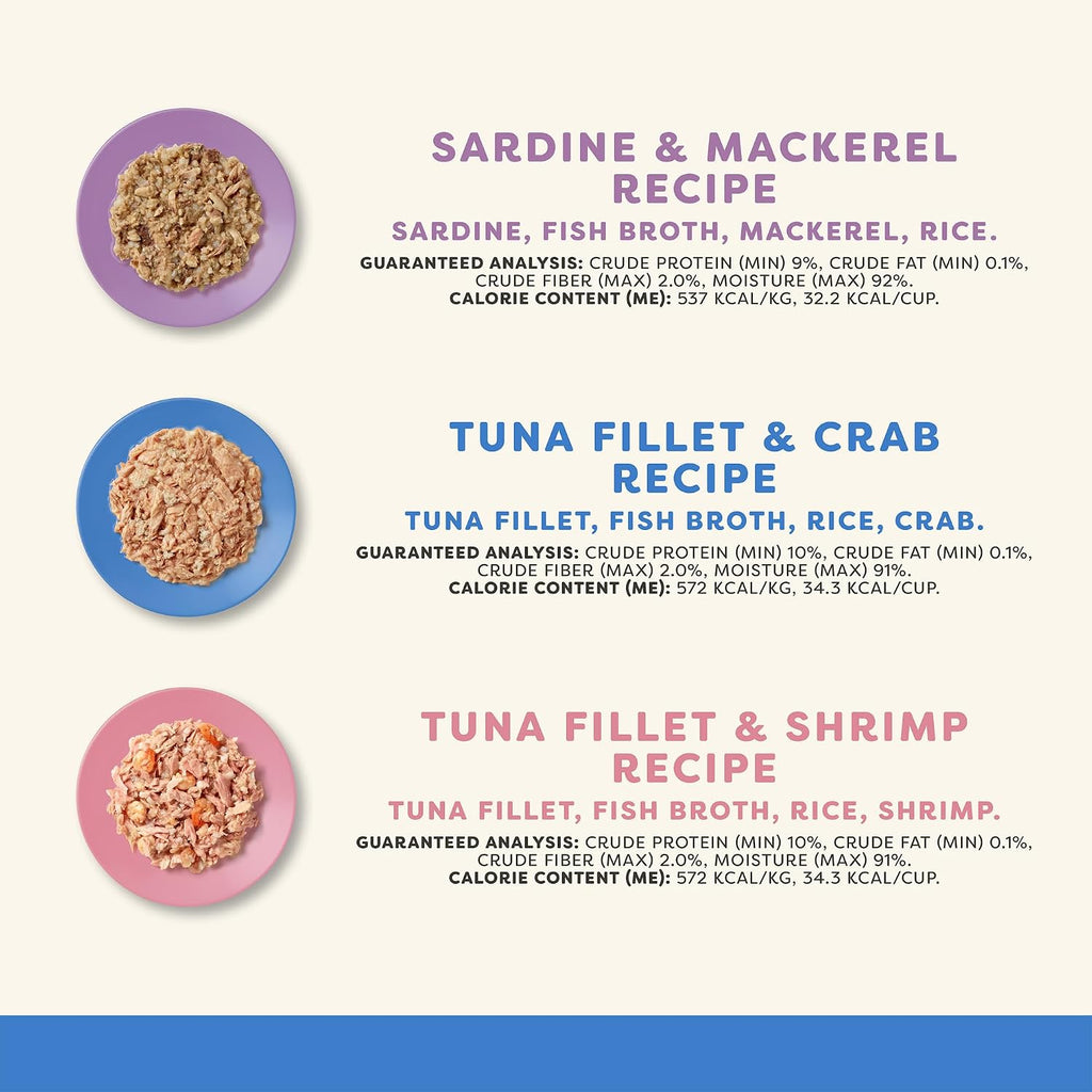 Natural Wet Cat Food, 8 Count, Limited Ingredient Cat Food Pots, Fish Variety Count in Broth, 2.12oz Pots