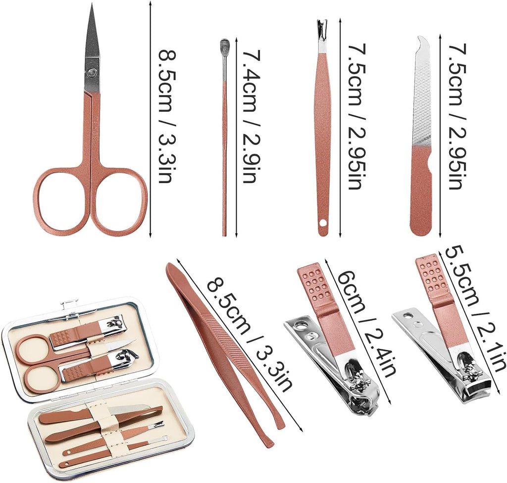 Manicure Kit Bulk, Nail Fingernail Clippers Set 7 in 1 (Beige 12 Pack)