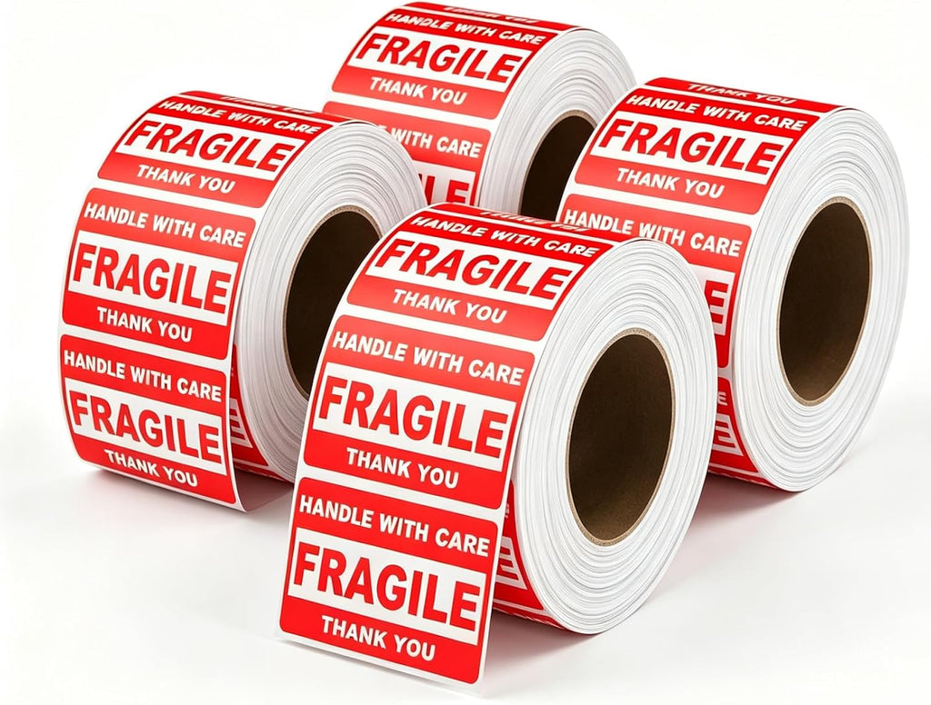 4 Rolls Fragile Stickers 2" x 3", 2000 Pcs Handle with Care Labels