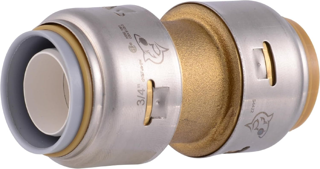 SharkBite Max 3/4 Inch Polybutylene Transition Coupling, Push to Connect Brass Plumbing Fitting, PEX Pipe, Copper, CPVC, PE-RT, HDPE, UR4016A