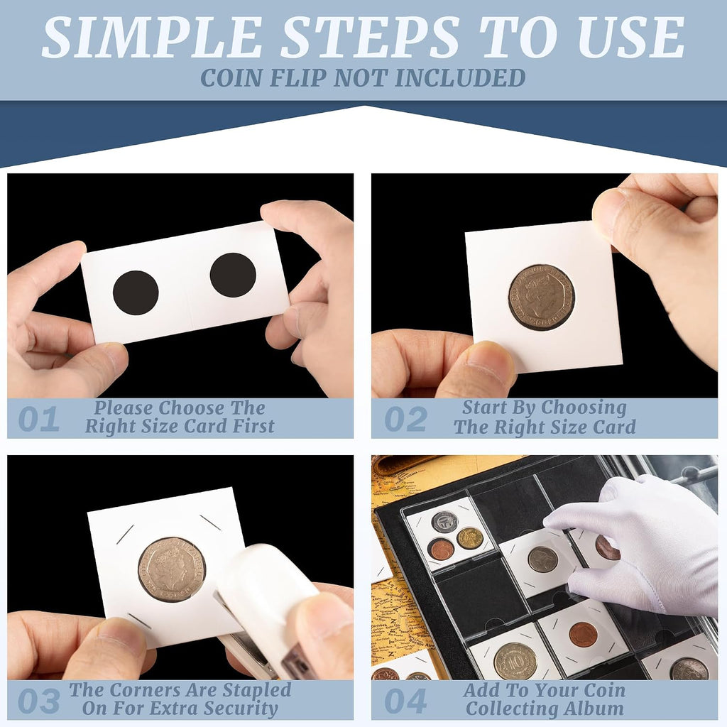 120 Pockets Coin Album for Coin Flips 2x2in 10 Pages 12 Pockets/Page Blue | Uncle Paul Coin Collection Book 50x50mm