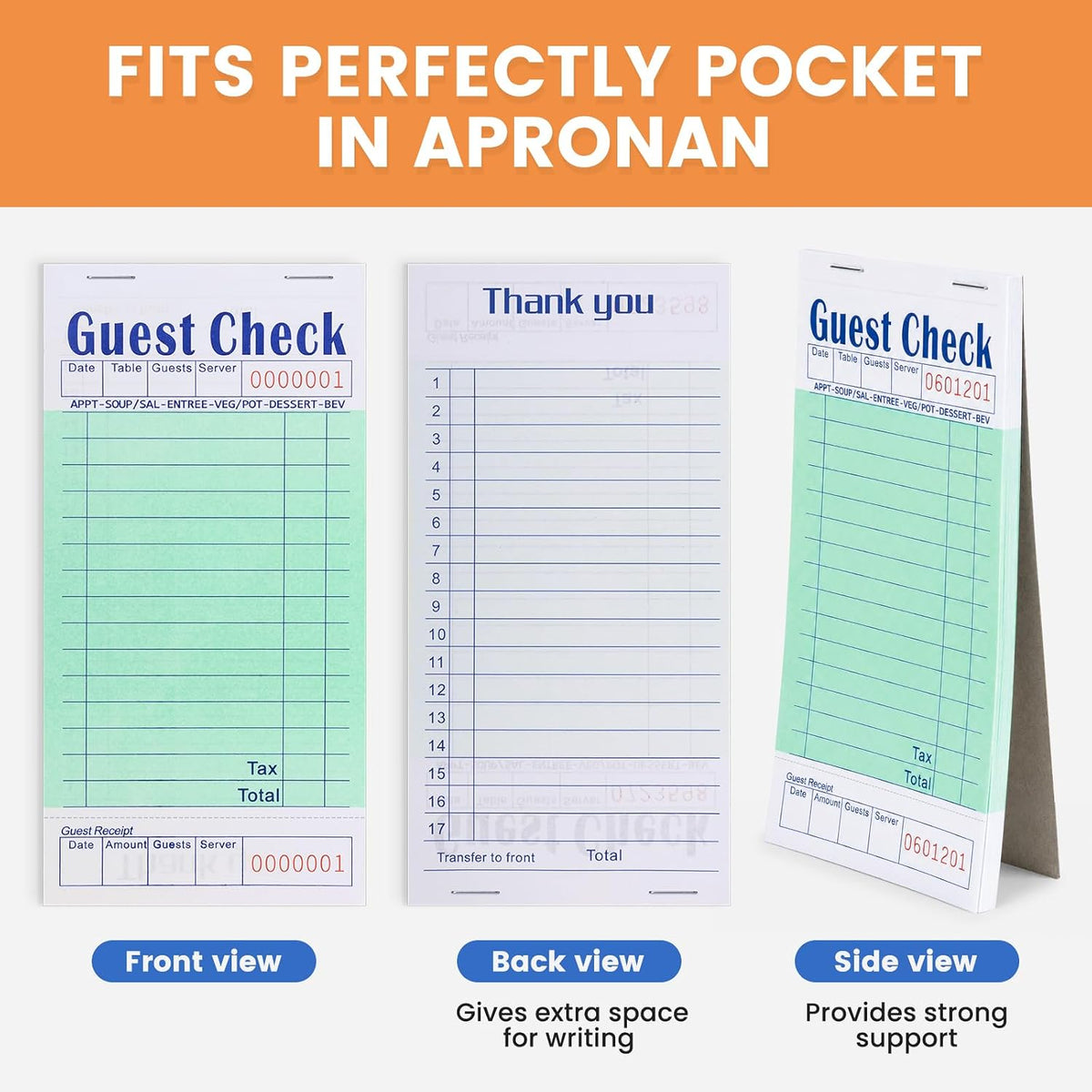 40 Pack Guest Check Pads, 2000 Orders Server Note Pads, Server Book