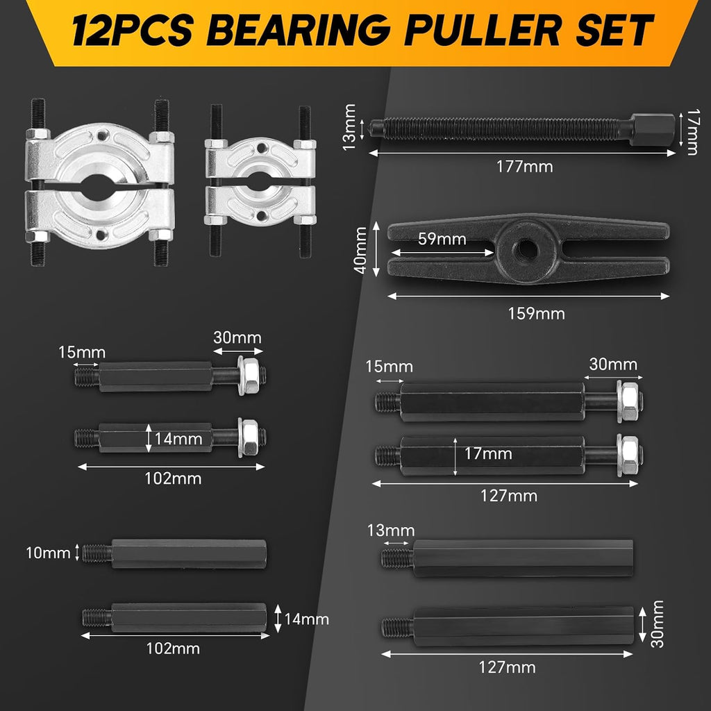 12-Piece Bearing Separator and Puller Set 5 Ton Capacity
