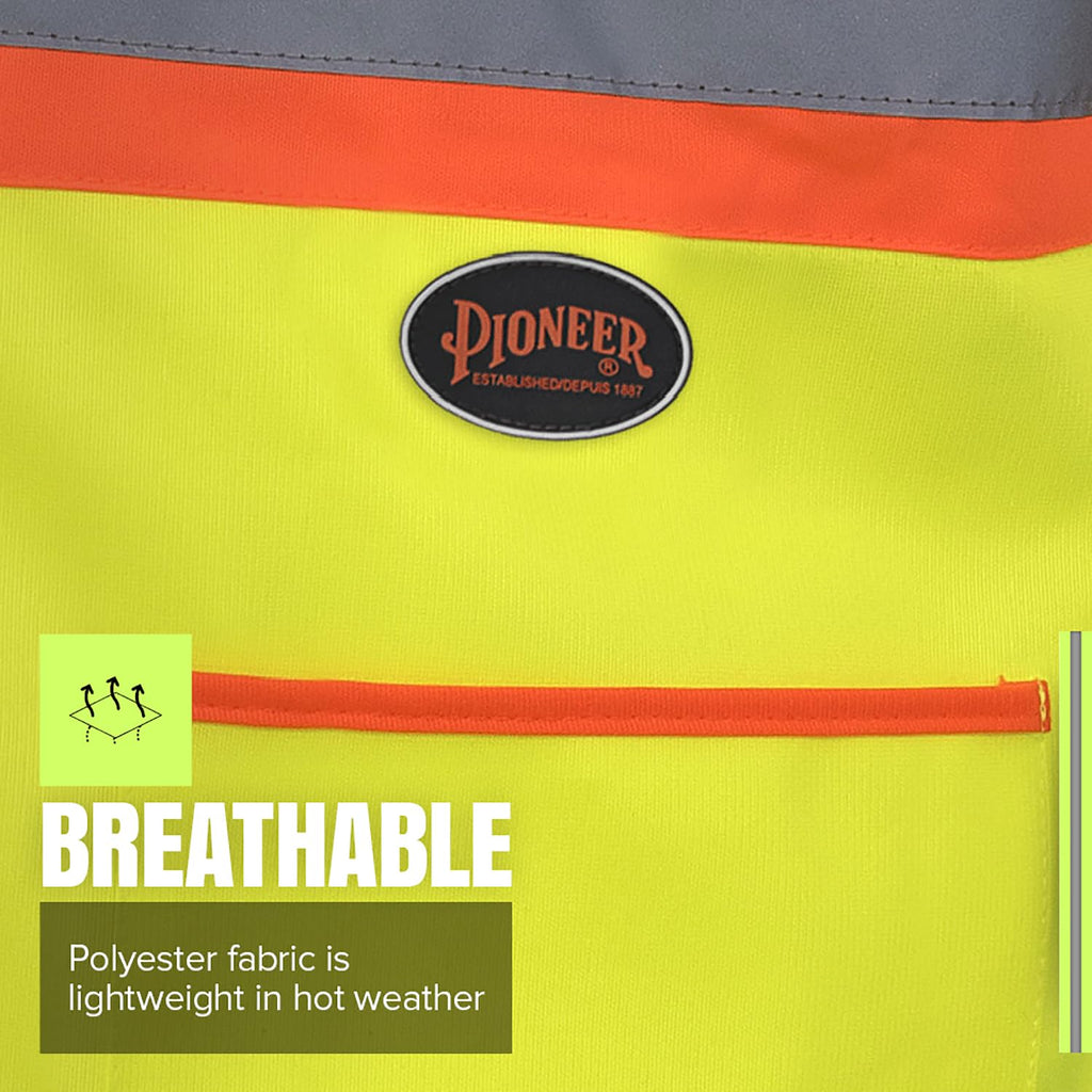 Hi Vis Sleeved Safety Vest For Men & Women - Class 3 - Reflective Tape, Breathable - Pockets - Yellow/Green