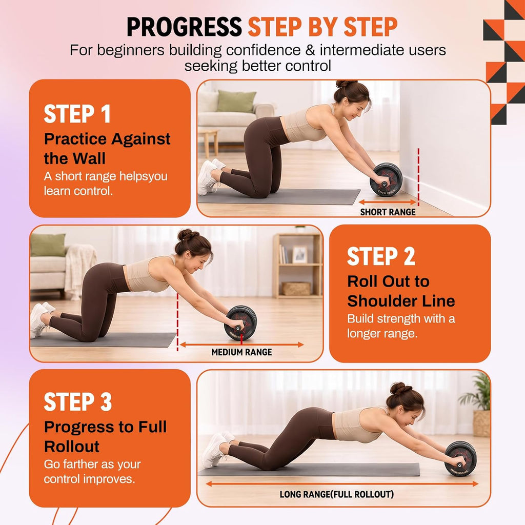 Ab Roller Wheel, Abs & Core Workout Equipment for Home Gym with Knee Pad Accessories, Abdominal Wheel for Full-body