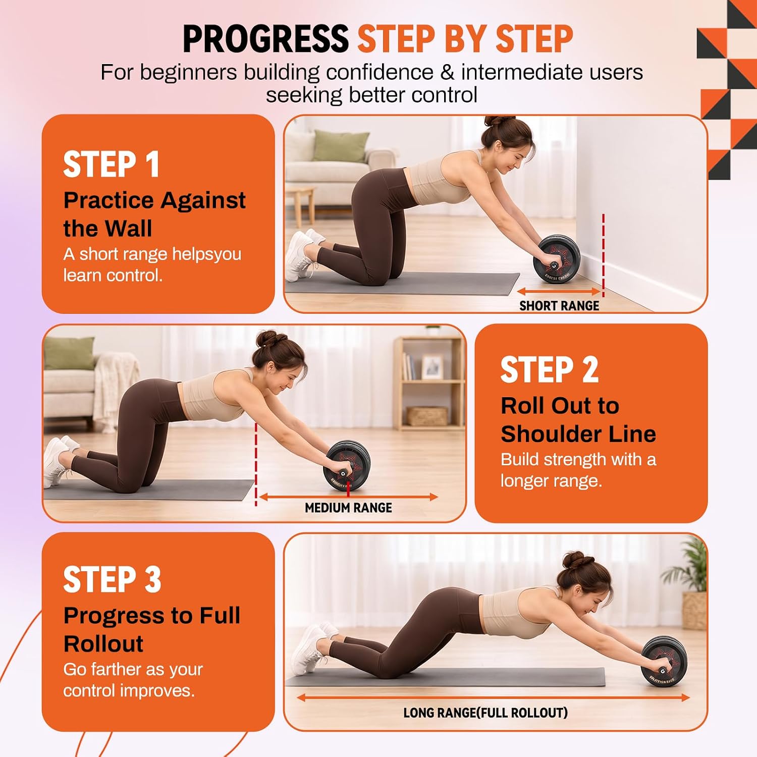 Ab Roller Wheel, Abs & Core Workout Equipment for Home Gym with Knee Pad Accessories, Abdominal Wheel for Full-body