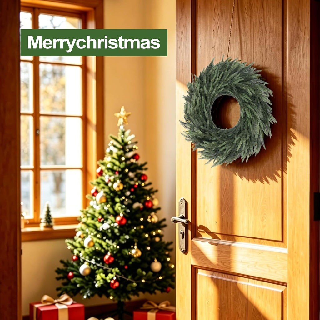 Norfolk Pine Christmas Wreath for Front Door Decoration, 26 in | Green Real Touch Artificial Shapeable Branch, DIY