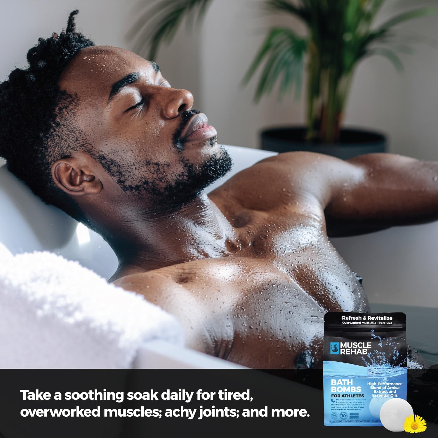 Epsom Salt Bath Bombs with Arnica (4 Pack) | Magnesium Recovery Soak for Sore Muscles, Post-Workout Relief &