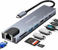 8-in-1 USB C Docking Station, Type C Hub with 4K HDMI Output, Ethernet RJ45, 100W Power Delivery, SD/TF Card Slots &