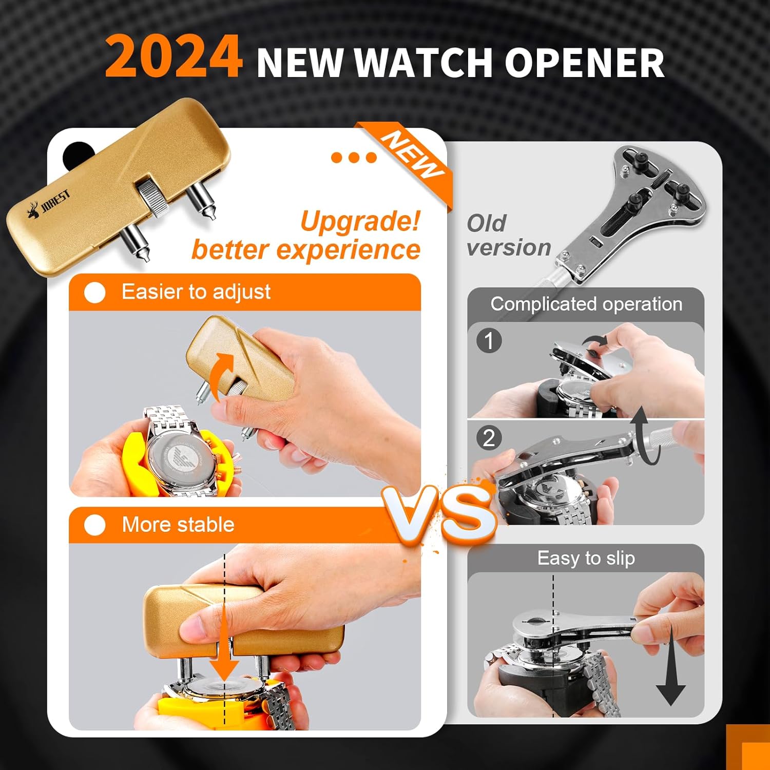 Watch Repair Tool Kit, Battery Replacement & Strap Adjustment, Wrench Opening Back Cover, Case Opener, Link Remover