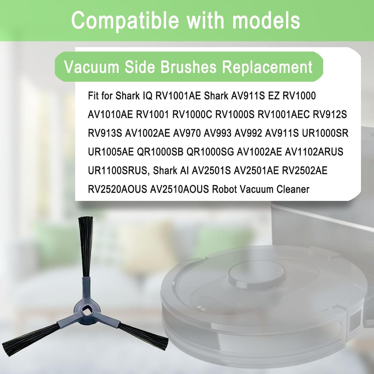 Upgraded Vacuum Side Brushes Replacement for Shark IQ R101AE RV1001AE AV912S AV911S AV1010AE RV1000 AV970 AV993 AV1002AE Shark AI AV2501S AV2501AE RV2610WD RV2610WA RV2502AE Robot Vacuum Cleaner