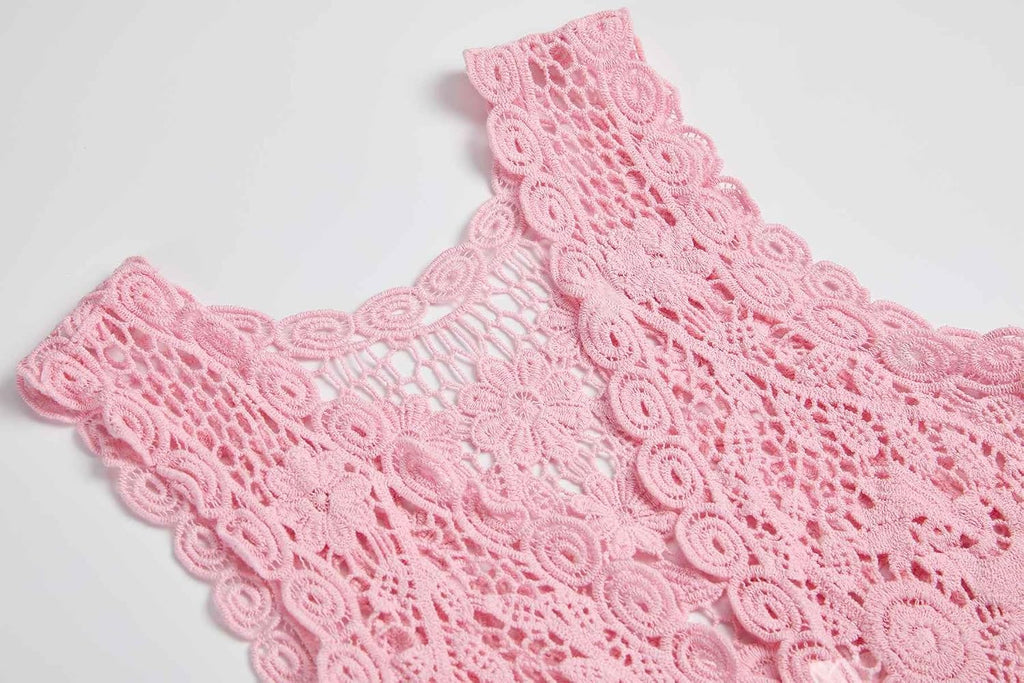 Girls Crochet Vest Cardigan with Fringe V-Neck Sleeveless Boho Vest Hollow Out Cardigan