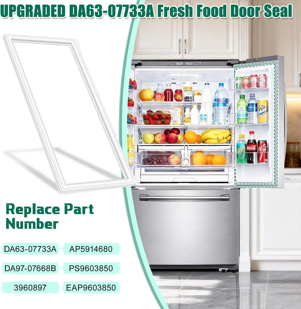 UPGRADED DA63-07733A Refrigerator Fresh Food Door Gasket Replacement Compatible with Samsung Refrigerator Door Seal, Replaces RF217ACWP RF197ACPN RF197ABRS RF217ABPN RF18A5101WW RF20HFENBWW