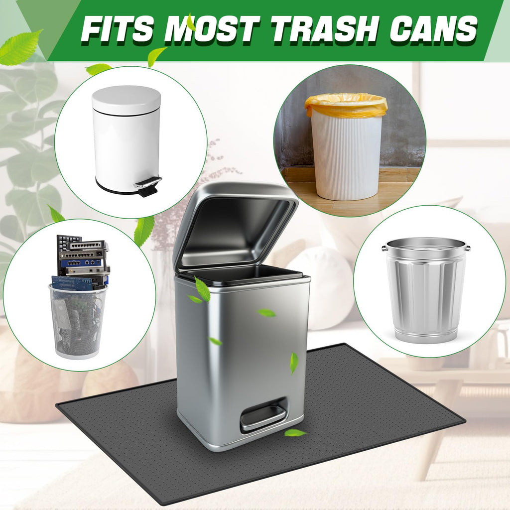 Waterproof Kitchen Trash Can Mat Non-Slip, Black, 11.8" X 18.9"