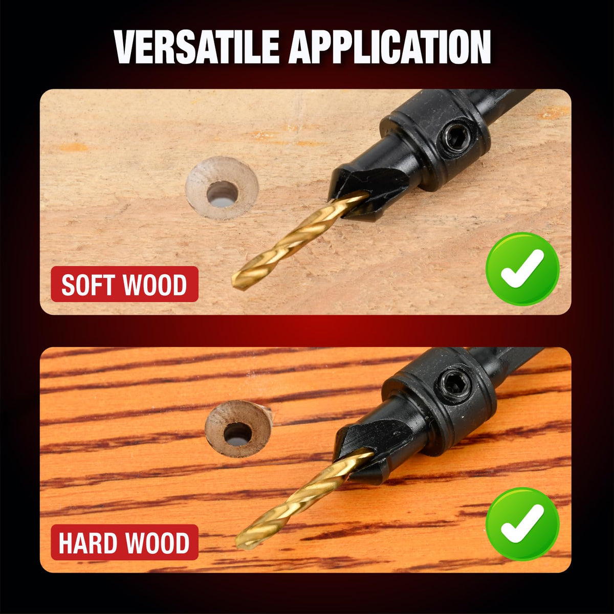 ANGELSWORD Countersink Drill Bit Set for Wood,13pc Count Sink Drill Bit Set