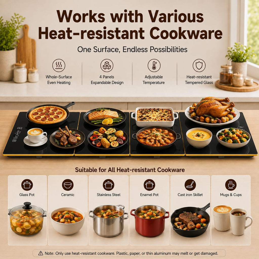 63"×12" Food Warmers for Parties Buffet, Linkable Warming Trays for Buffets