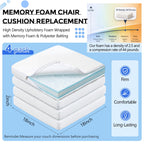 4 Pack Chair Cushion Foam Inserts, 18x18x2 Memory Foam Seat Pads