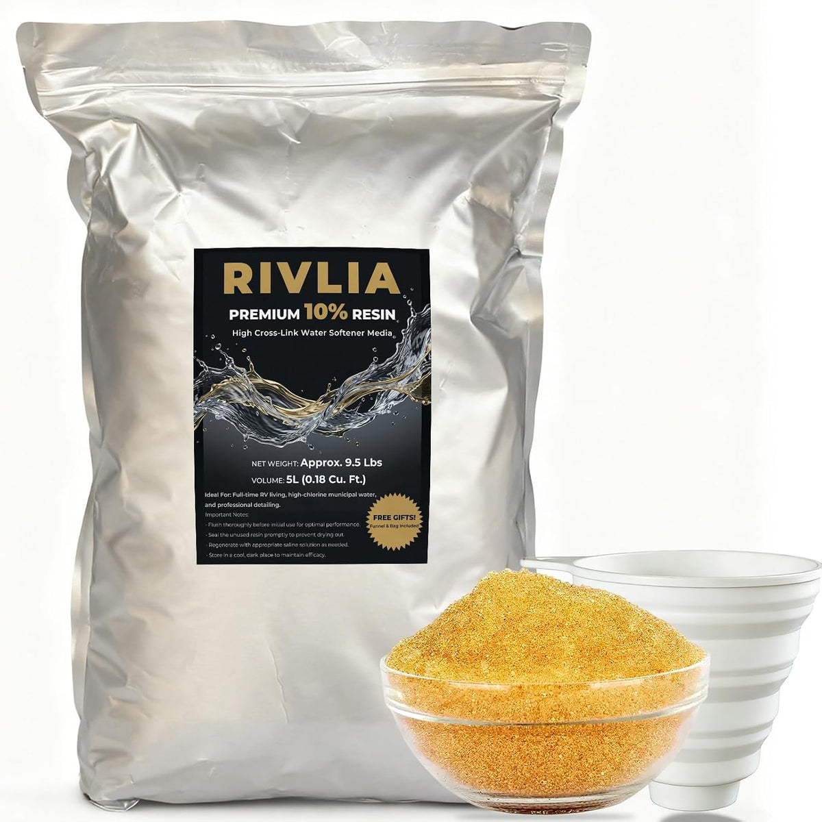 Premium 10% Cross-Link Water Softener Resin (9.5 Lbs)