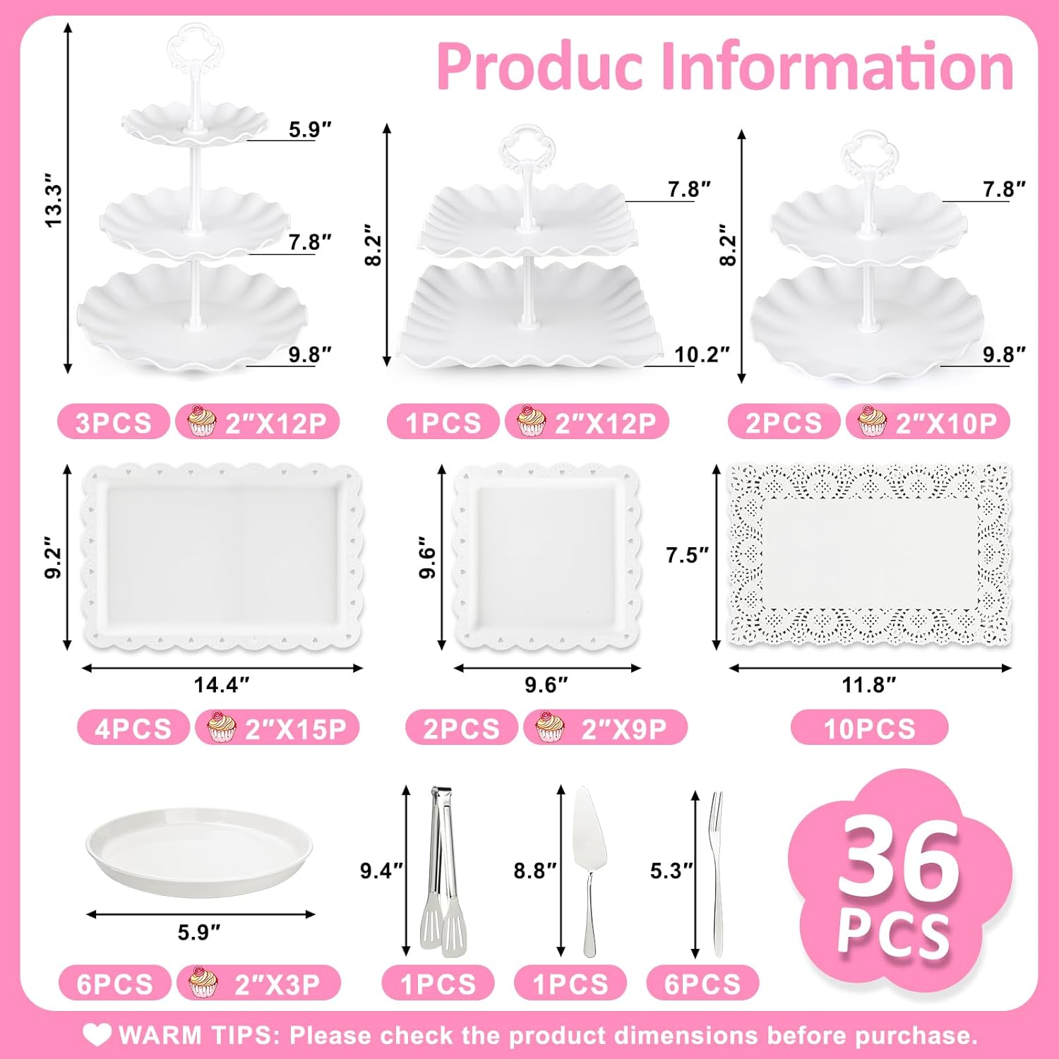 36 Pack Cupcake Stand, Dessert Table Display Set,Tiered Tray Stand