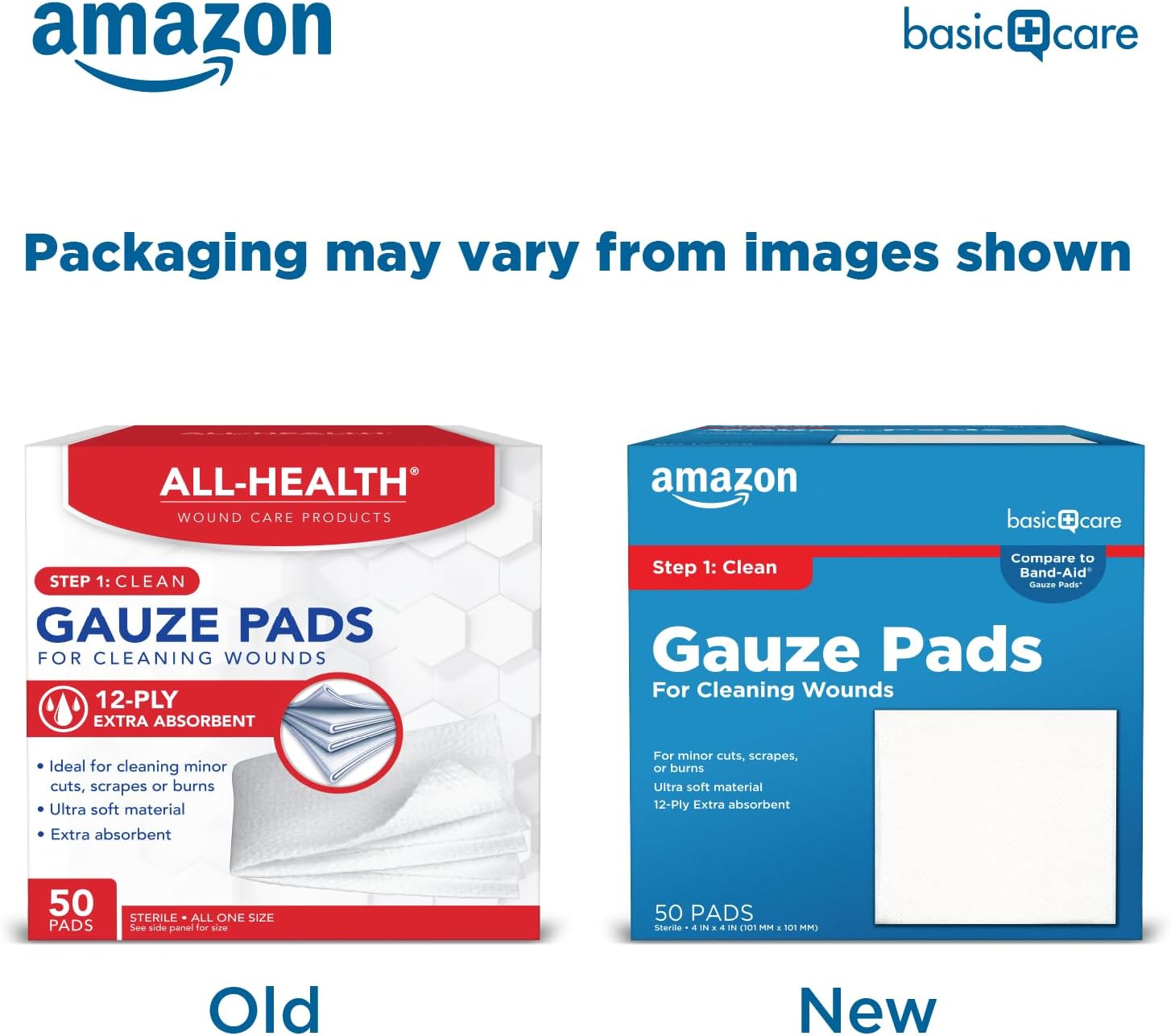 Gauze Pads, 4x4" Sterile Medical Wound Dressing Sponges, 12-Ply, Extra Absorbent, for Cleaning, Covering & Cushioning