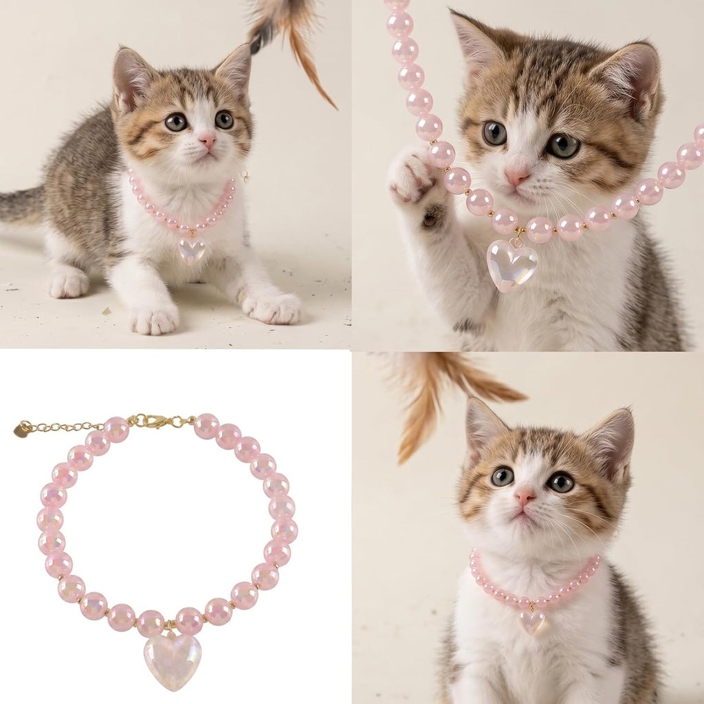 Rhinestones Dog Cat Collar Bling Adjustable Necklace (Pink, Samll)